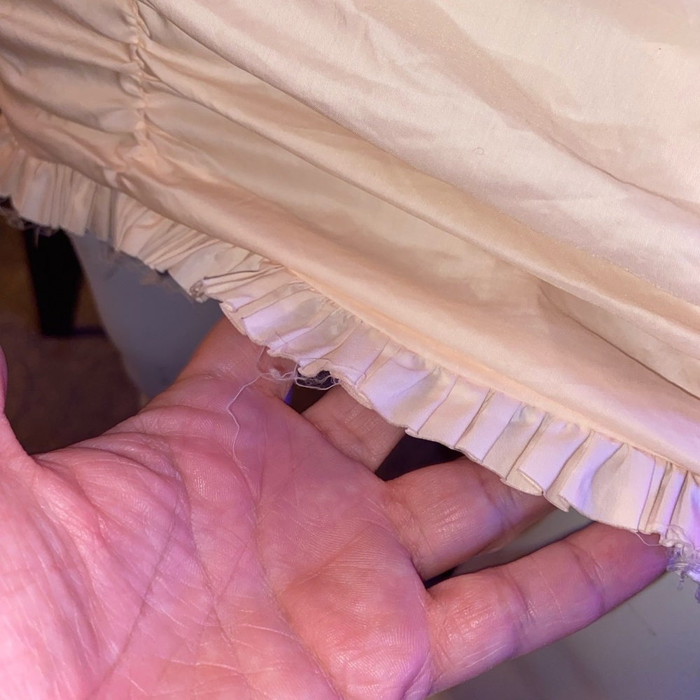 Ladies Coquette ruched Lolita mini beige ruffle cocktail dress quaint chic - Picture 11 of 12